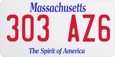 MA license plate 303AZ6