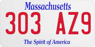 MA license plate 303AZ9