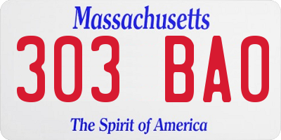 MA license plate 303BA0