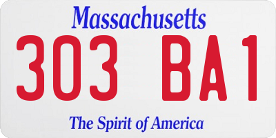 MA license plate 303BA1