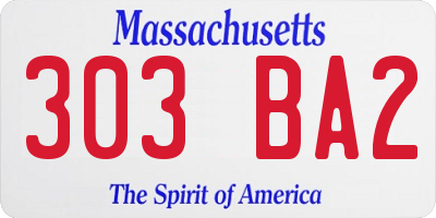 MA license plate 303BA2