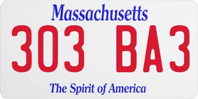 MA license plate 303BA3
