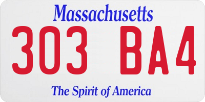 MA license plate 303BA4