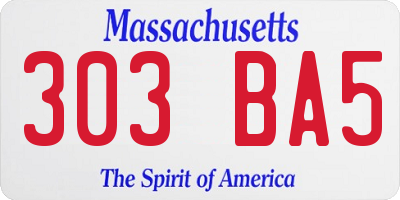 MA license plate 303BA5