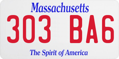 MA license plate 303BA6