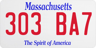 MA license plate 303BA7