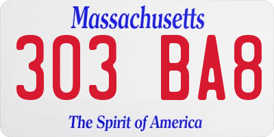 MA license plate 303BA8