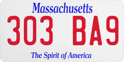 MA license plate 303BA9