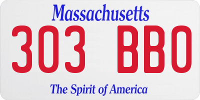 MA license plate 303BB0