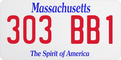 MA license plate 303BB1