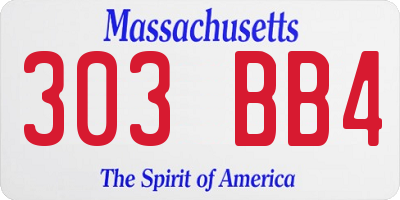 MA license plate 303BB4