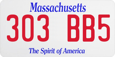 MA license plate 303BB5