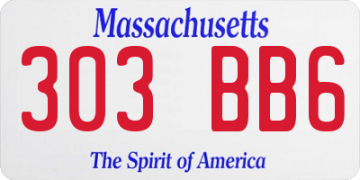 MA license plate 303BB6