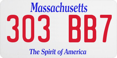 MA license plate 303BB7
