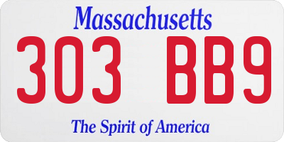 MA license plate 303BB9
