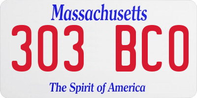 MA license plate 303BC0