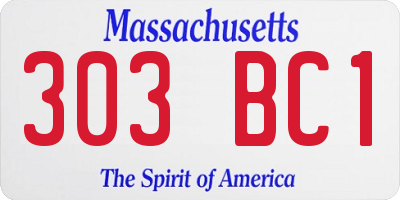 MA license plate 303BC1