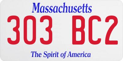 MA license plate 303BC2