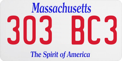 MA license plate 303BC3