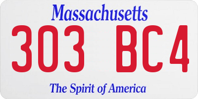 MA license plate 303BC4