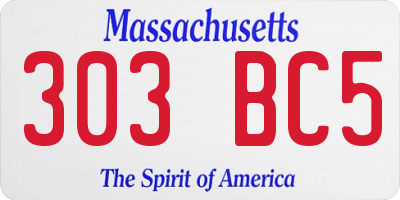 MA license plate 303BC5