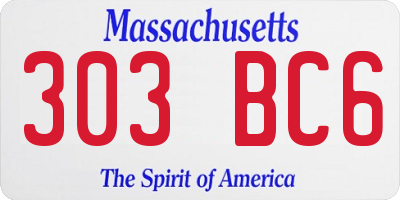 MA license plate 303BC6