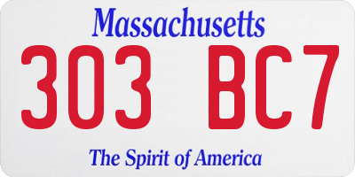 MA license plate 303BC7