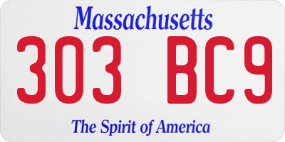 MA license plate 303BC9