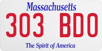 MA license plate 303BD0