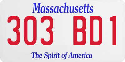 MA license plate 303BD1