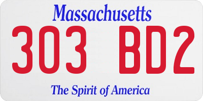 MA license plate 303BD2
