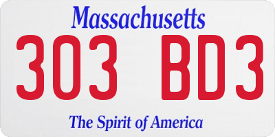 MA license plate 303BD3