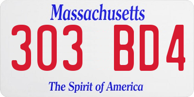 MA license plate 303BD4
