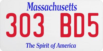 MA license plate 303BD5