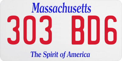 MA license plate 303BD6