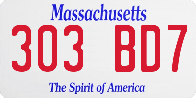 MA license plate 303BD7