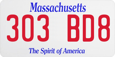 MA license plate 303BD8