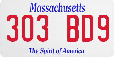 MA license plate 303BD9