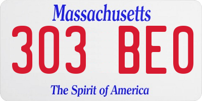 MA license plate 303BE0