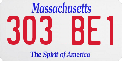 MA license plate 303BE1