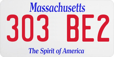MA license plate 303BE2