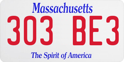 MA license plate 303BE3