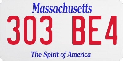 MA license plate 303BE4