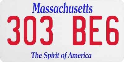 MA license plate 303BE6