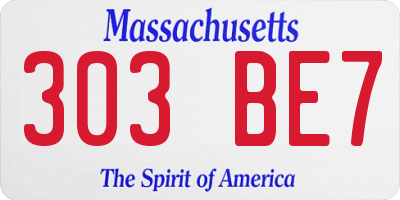 MA license plate 303BE7