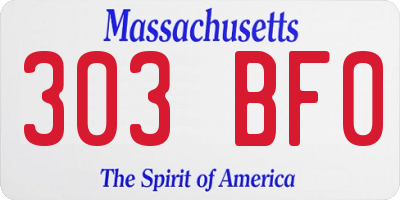 MA license plate 303BF0