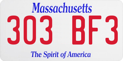 MA license plate 303BF3