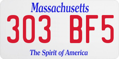 MA license plate 303BF5