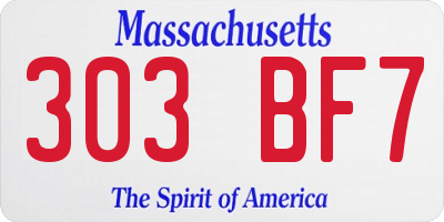 MA license plate 303BF7