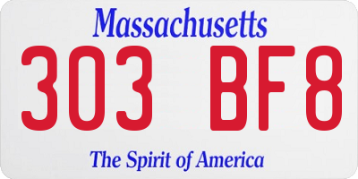 MA license plate 303BF8